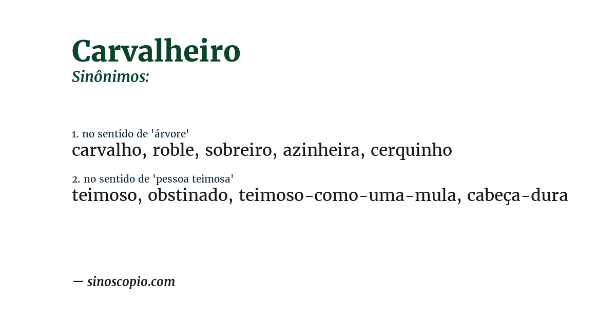 Sinônimo de carvalheiro