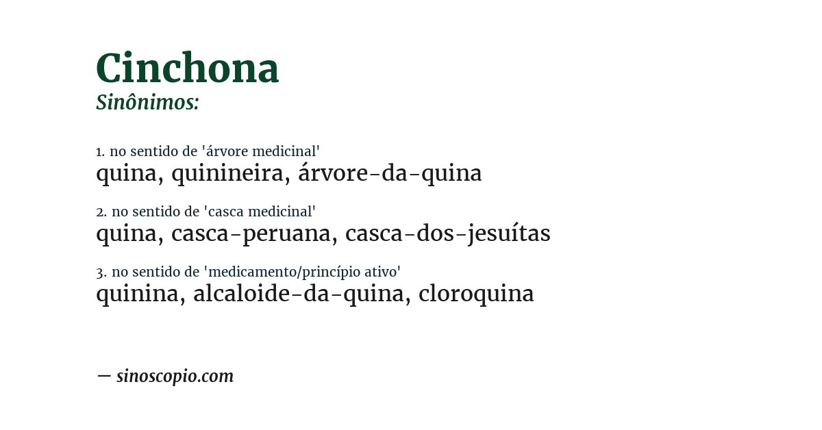 Sinônimo de cinchona