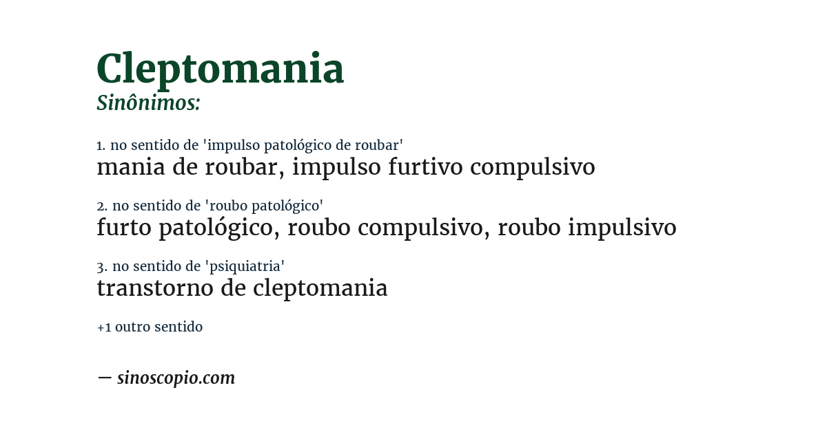 Sinônimo de cleptomania