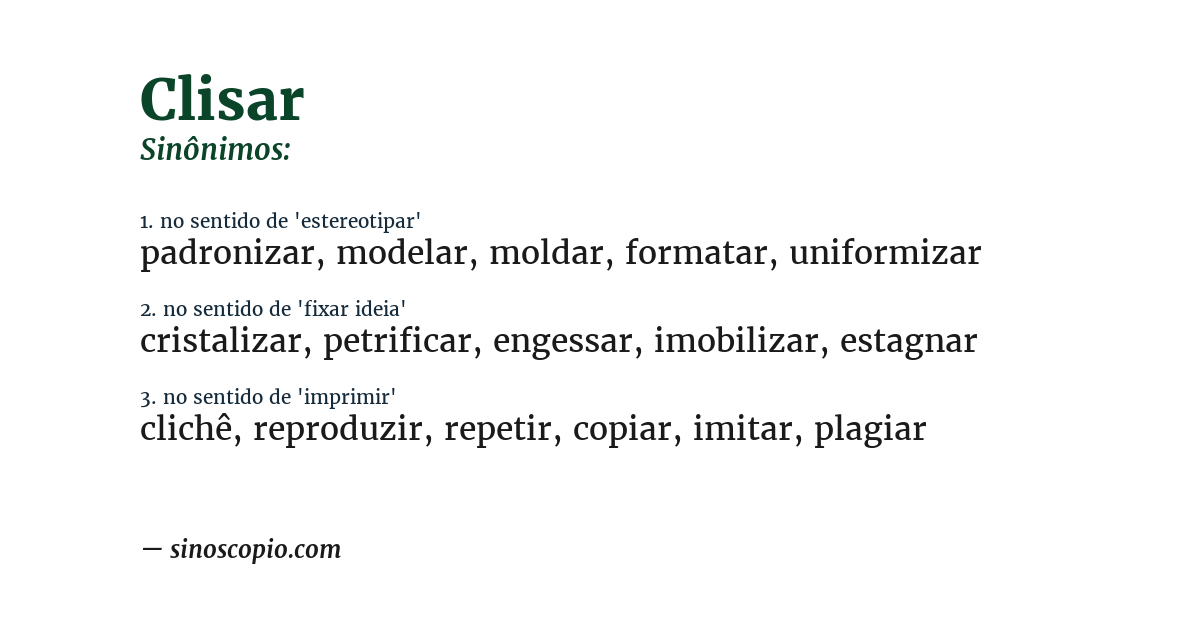 Sinônimo de clisar