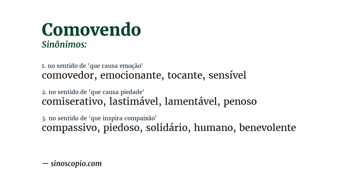 Sinônimo de comovendo