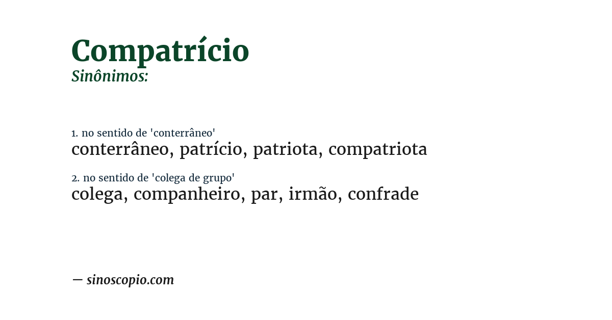 Sinônimo de compatrício