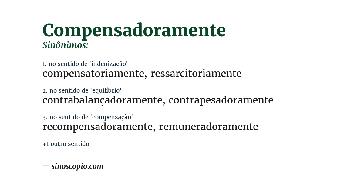 Sinônimo de compensadoramente