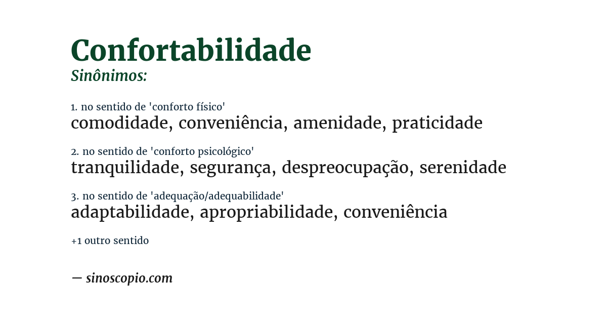 Sinônimo de confortabilidade
