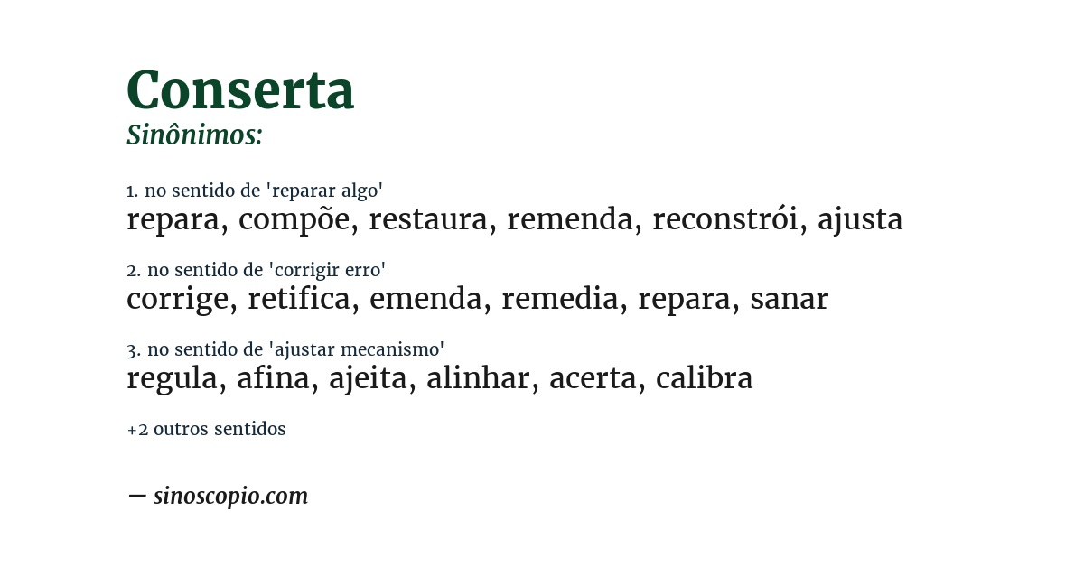 Sinônimo de conserta