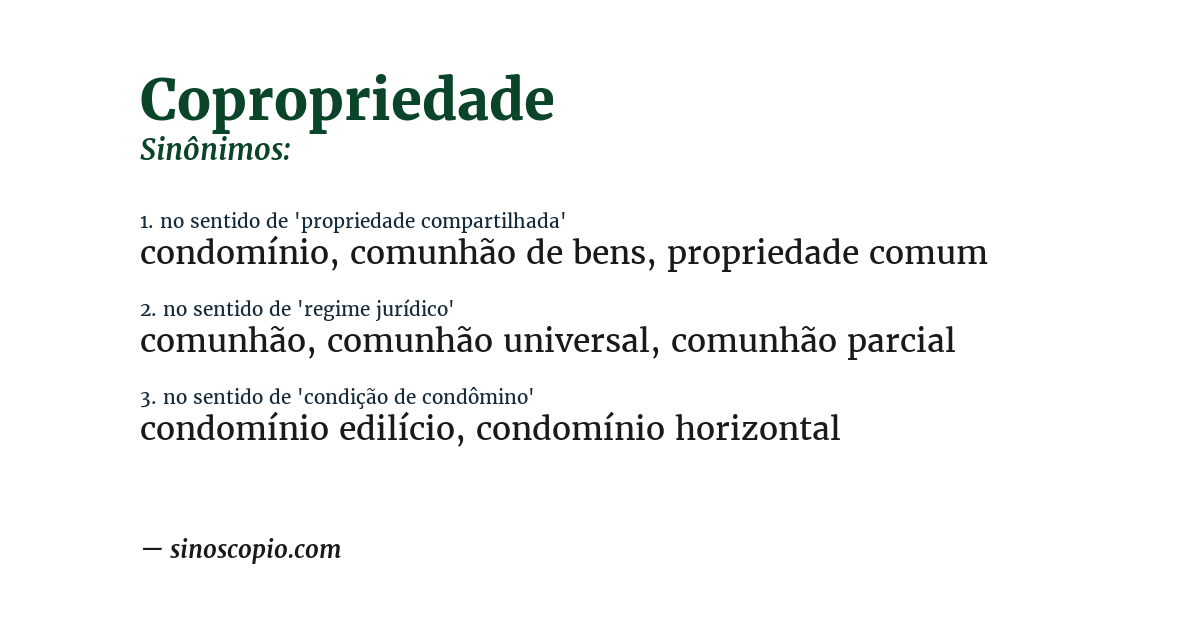 Sinônimo de copropriedade