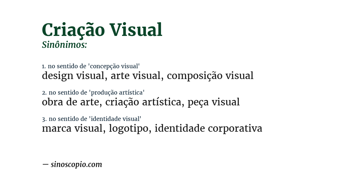 Sinônimo de criação visual
