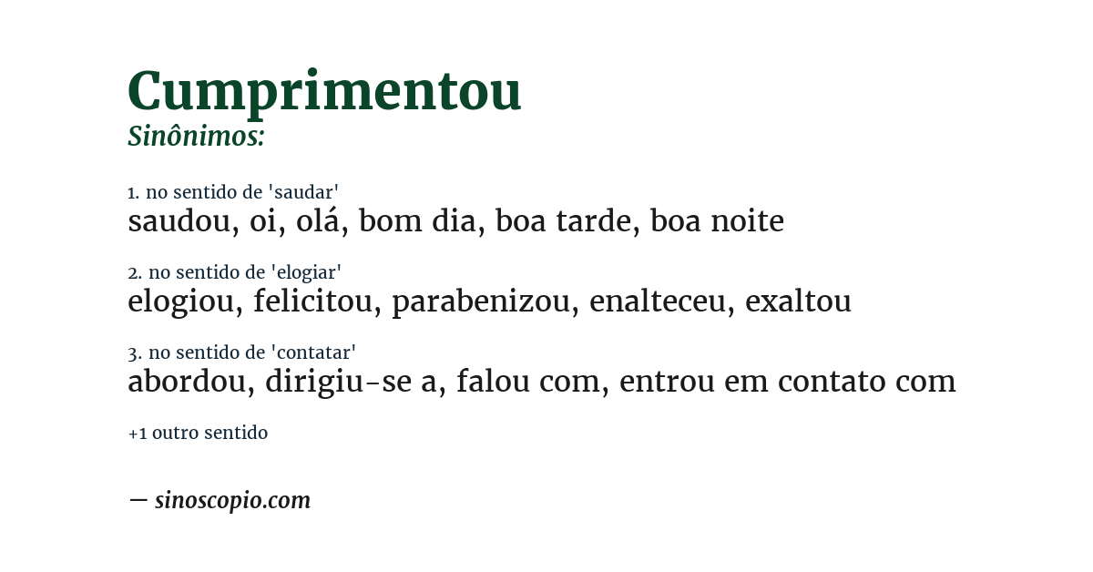 Sinônimo de cumprimentou