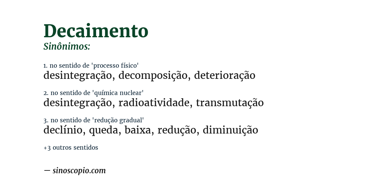 Sinônimo de decaimento