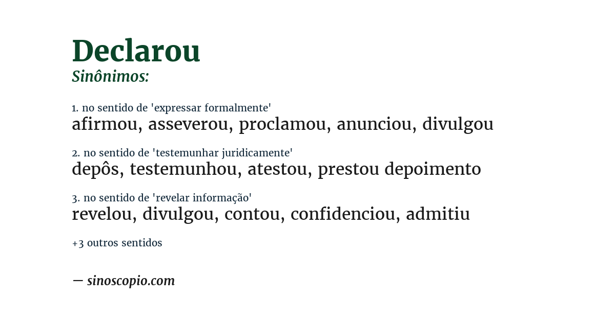 Sinônimo de declarou
