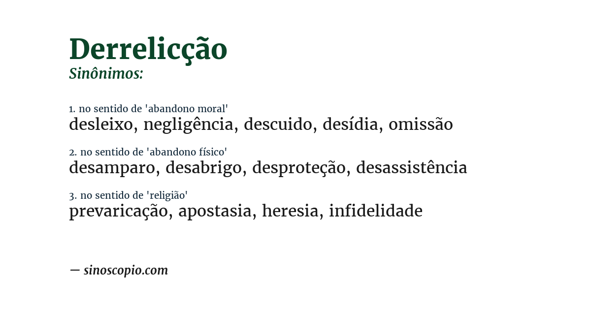 Sinônimo de derrelicção