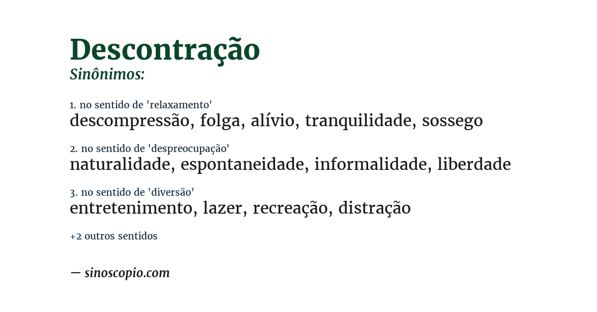 Sinônimo de descontração