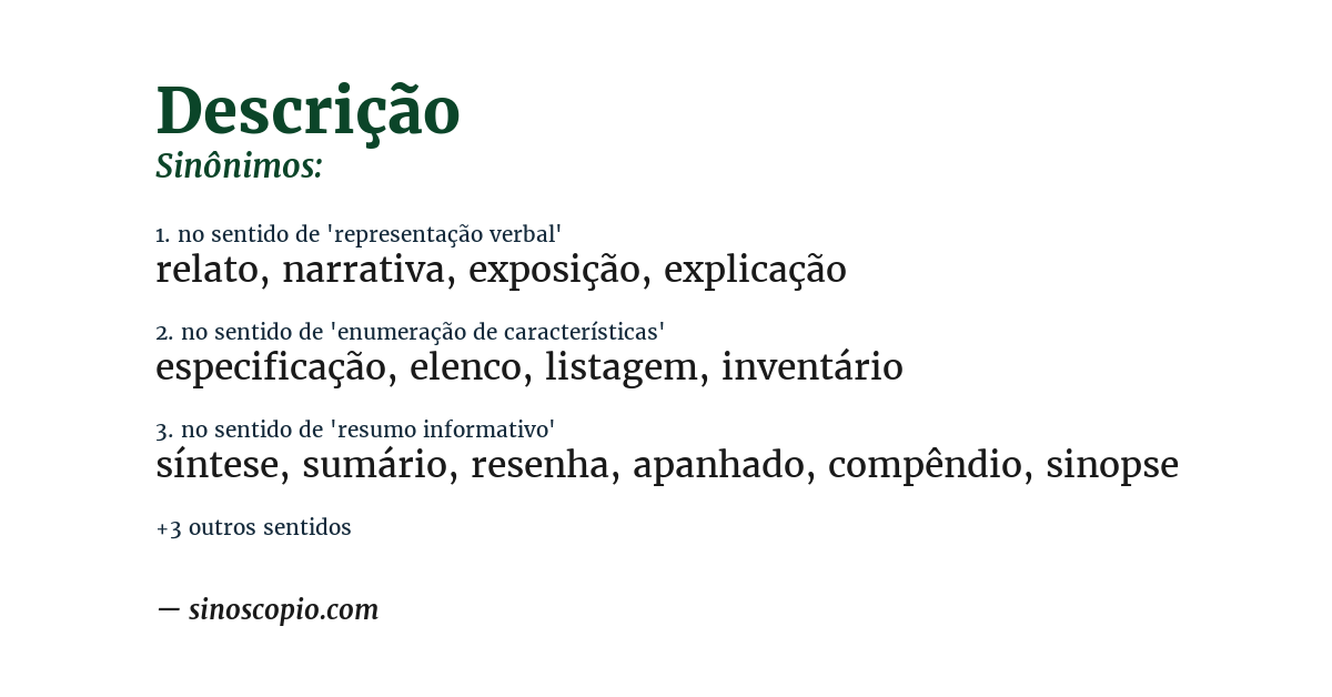 Sinônimo de descrição