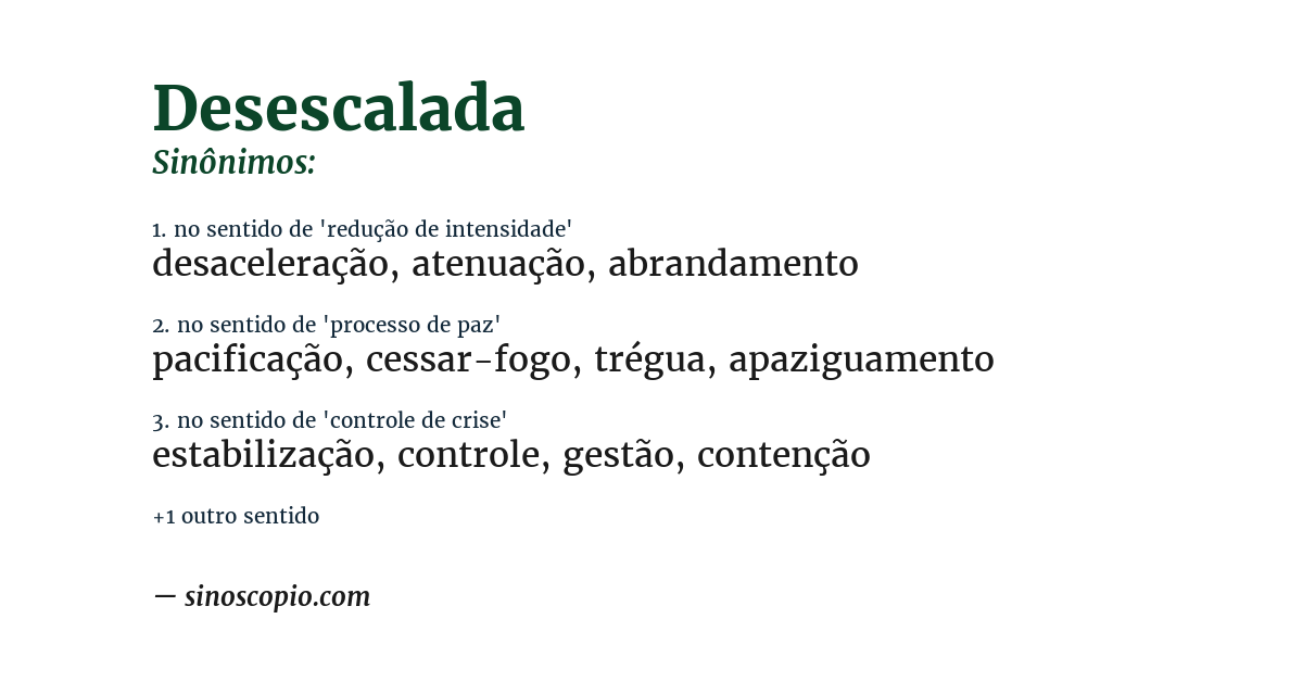 Sinônimo de desescalada