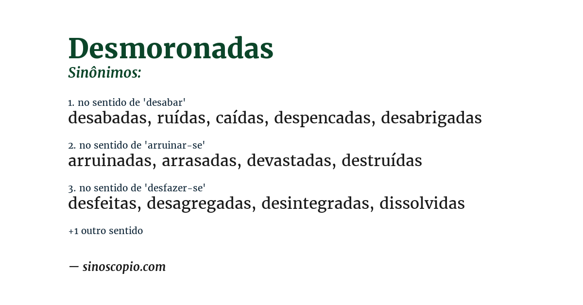Sinônimo de desmoronadas