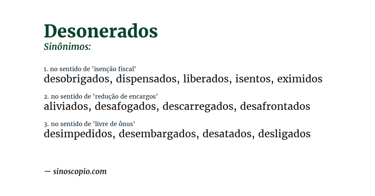 Sinônimo de desonerados