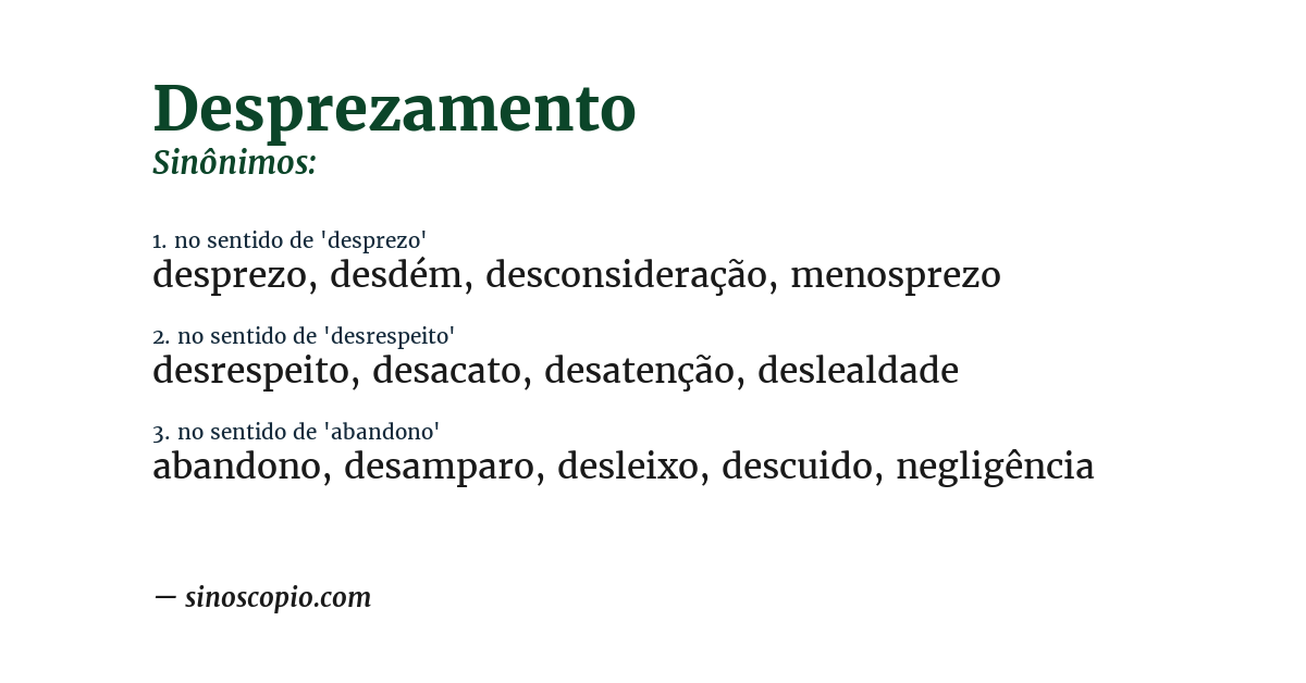 Sinônimo de desprezamento