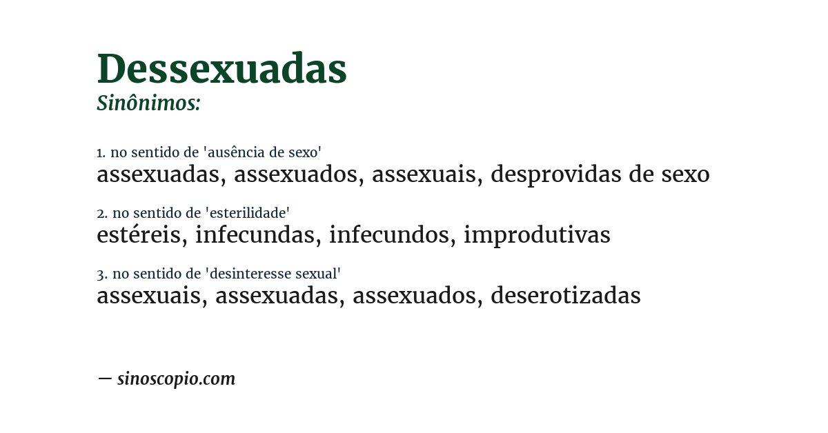 Sinônimo de dessexuadas