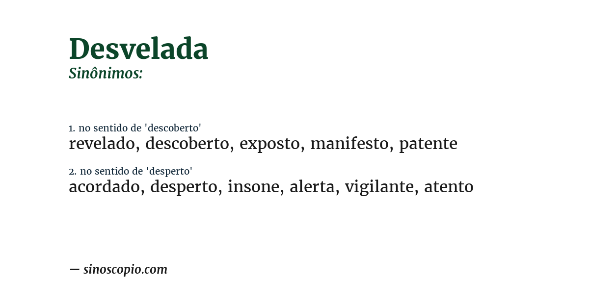 Sinônimo de desvelada