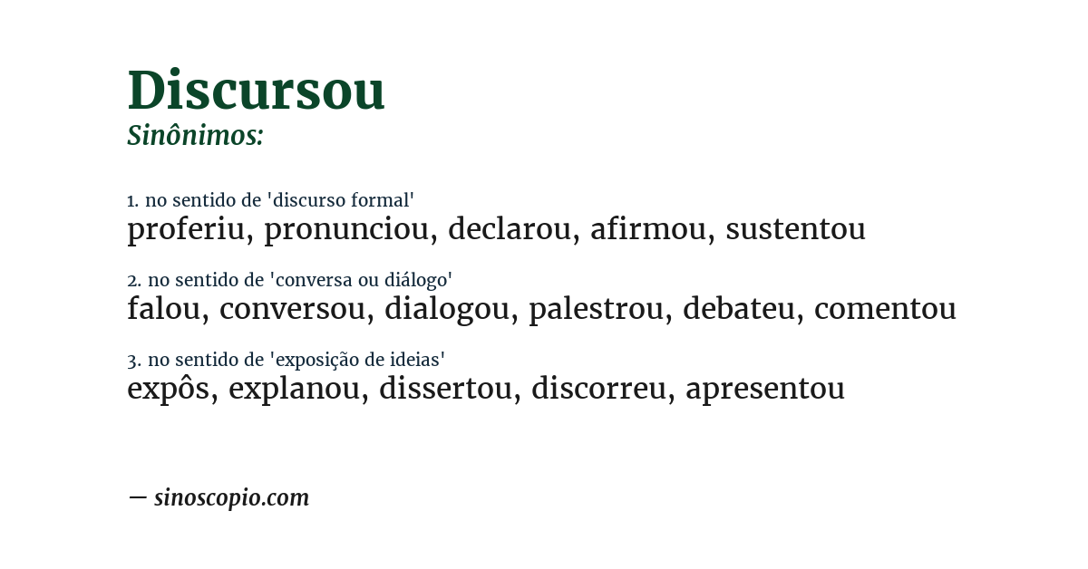 Sinônimo de discursou