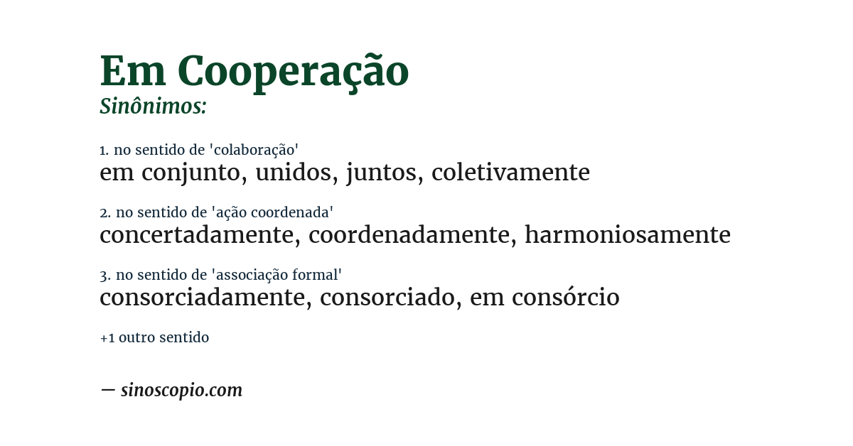 Sinônimo de em cooperação