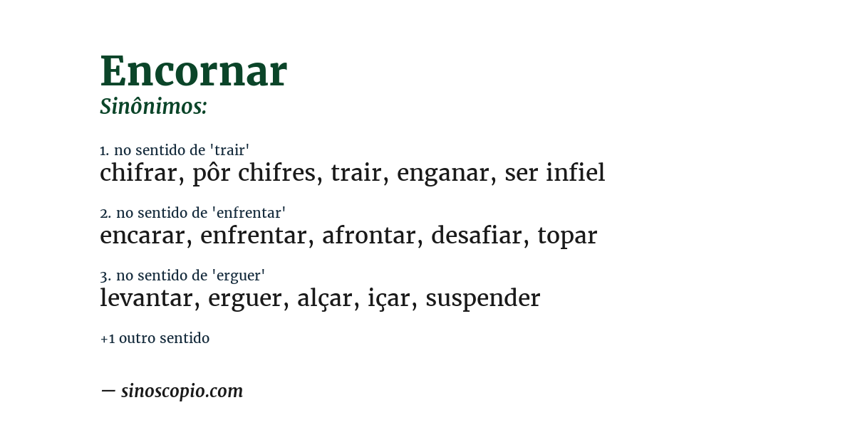 Sinônimo de encornar