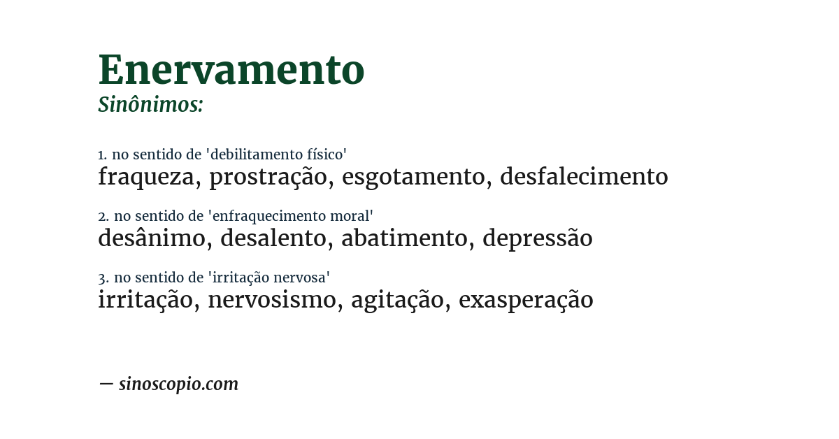 Sinônimo de enervamento