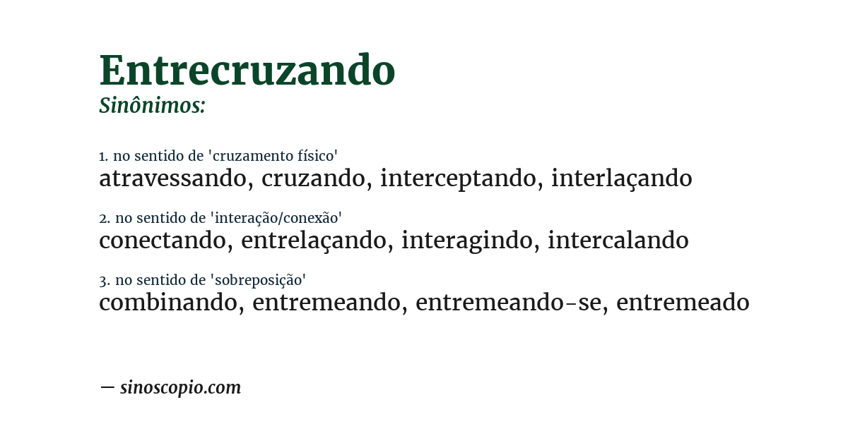 Sinônimo de entrecruzando