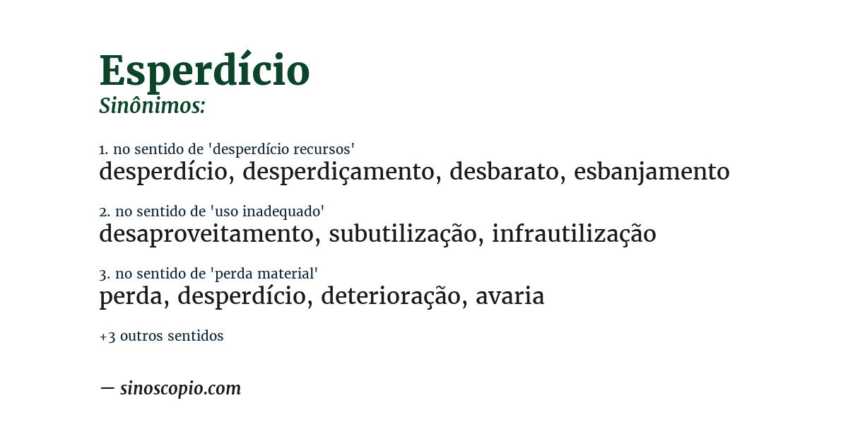 Sinônimo de esperdício