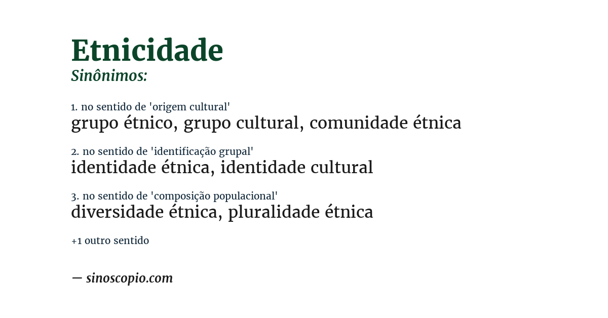 Sinônimo de etnicidade