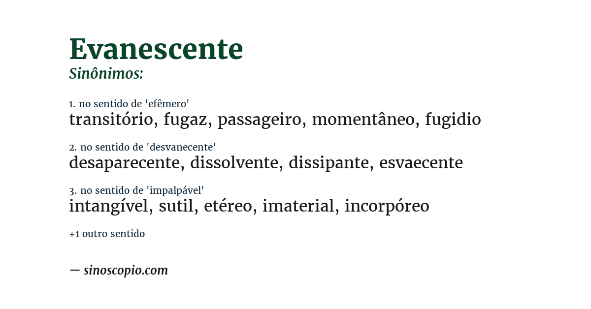 Sinônimo de evanescente