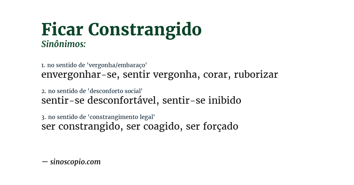 Sinônimo de ficar constrangido