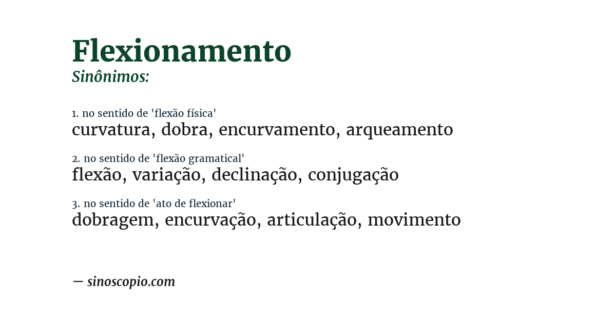 Sinônimo de flexionamento