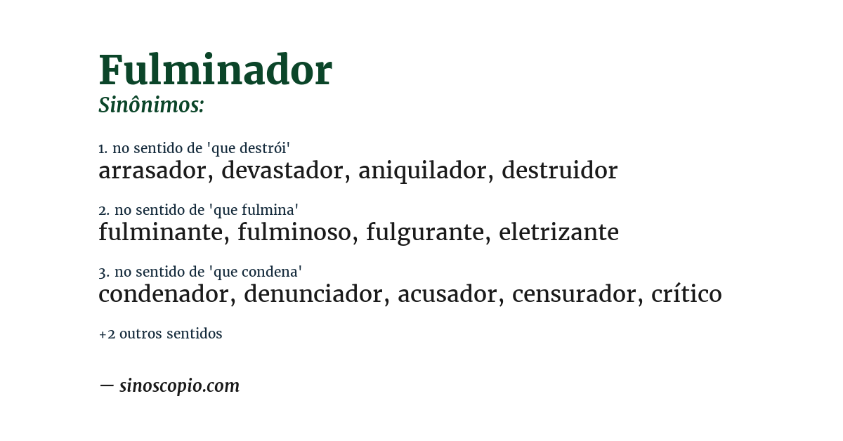 Sinônimo de fulminador