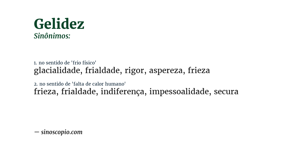 Sinônimo de gelidez