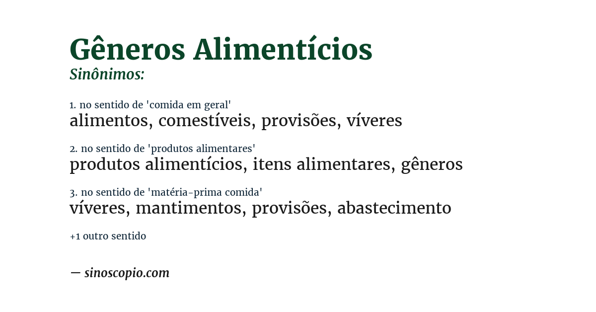 Sinônimo de gêneros alimentícios