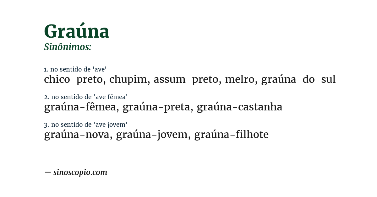 Sinônimo de graúna