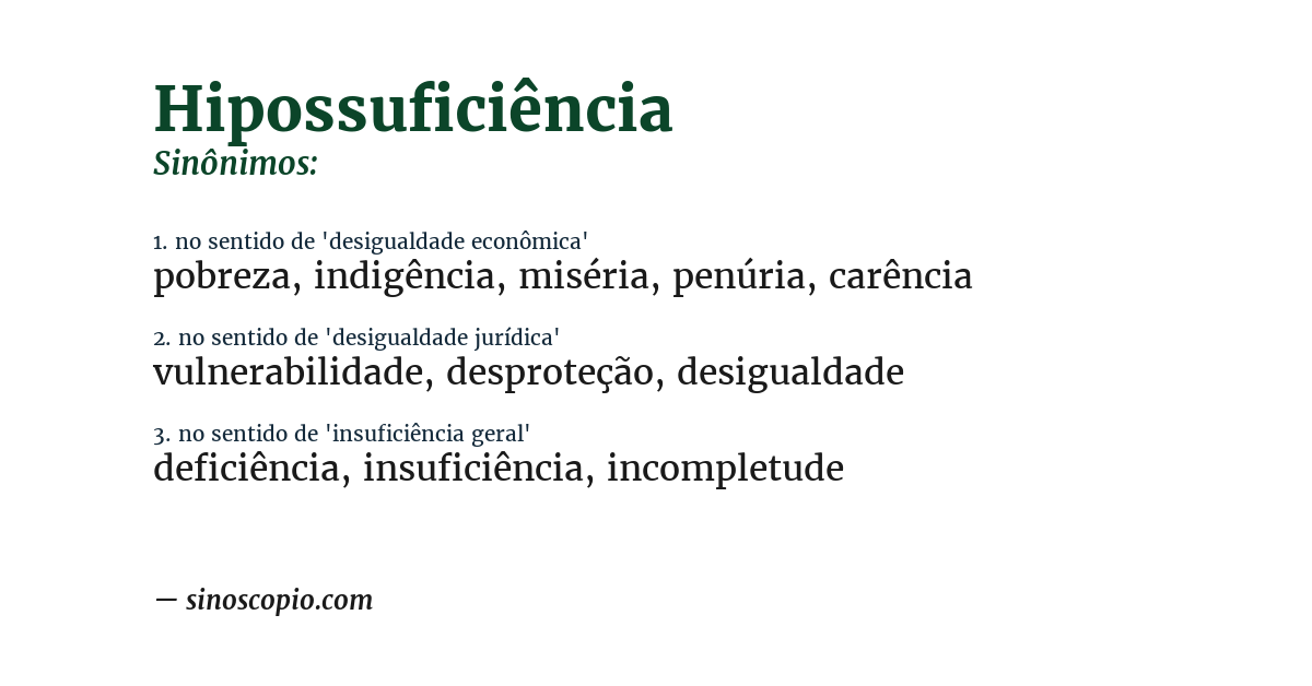 Sinônimo de hipossuficiência