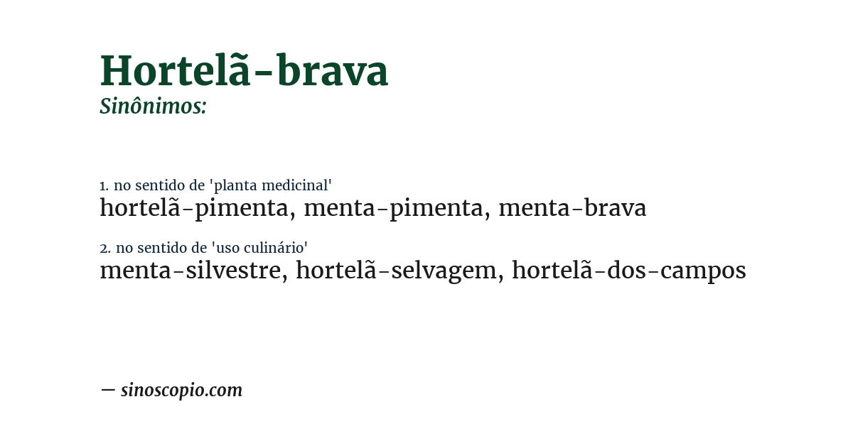 Sinônimo de hortelã-brava