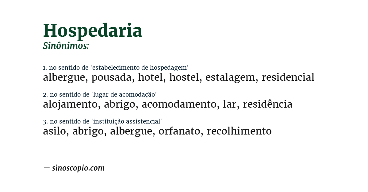 Sinônimo de hospedaria