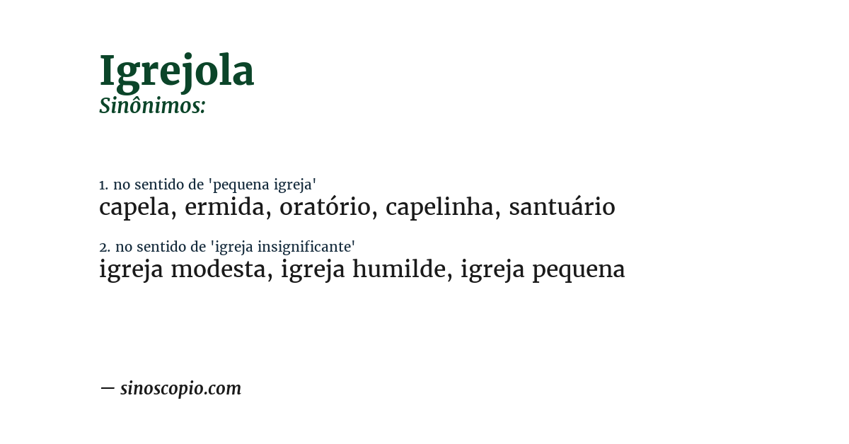 Sinônimo de igrejola