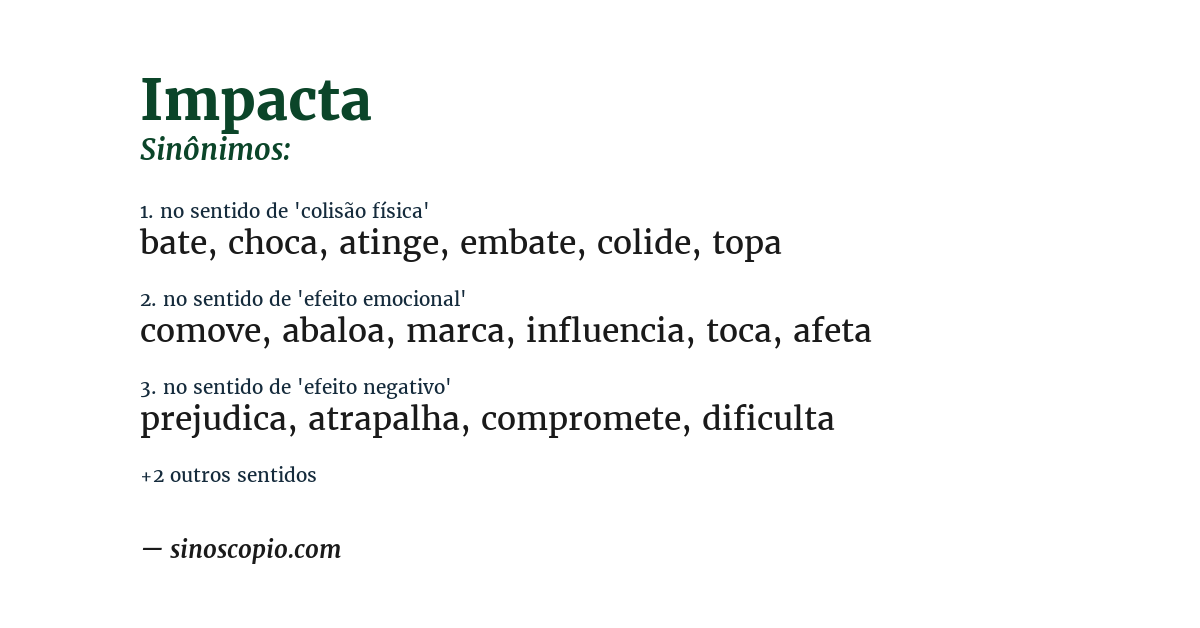 Sinônimo de impacta