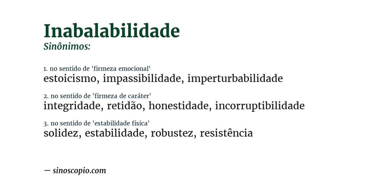 Sinônimo de inabalabilidade