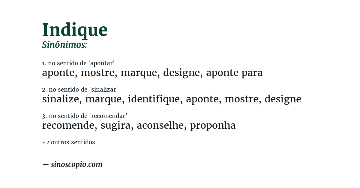 Sinônimo de indique
