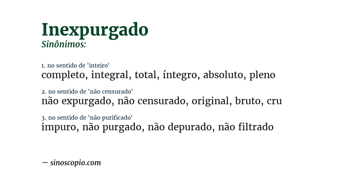 Sinônimo de inexpurgado