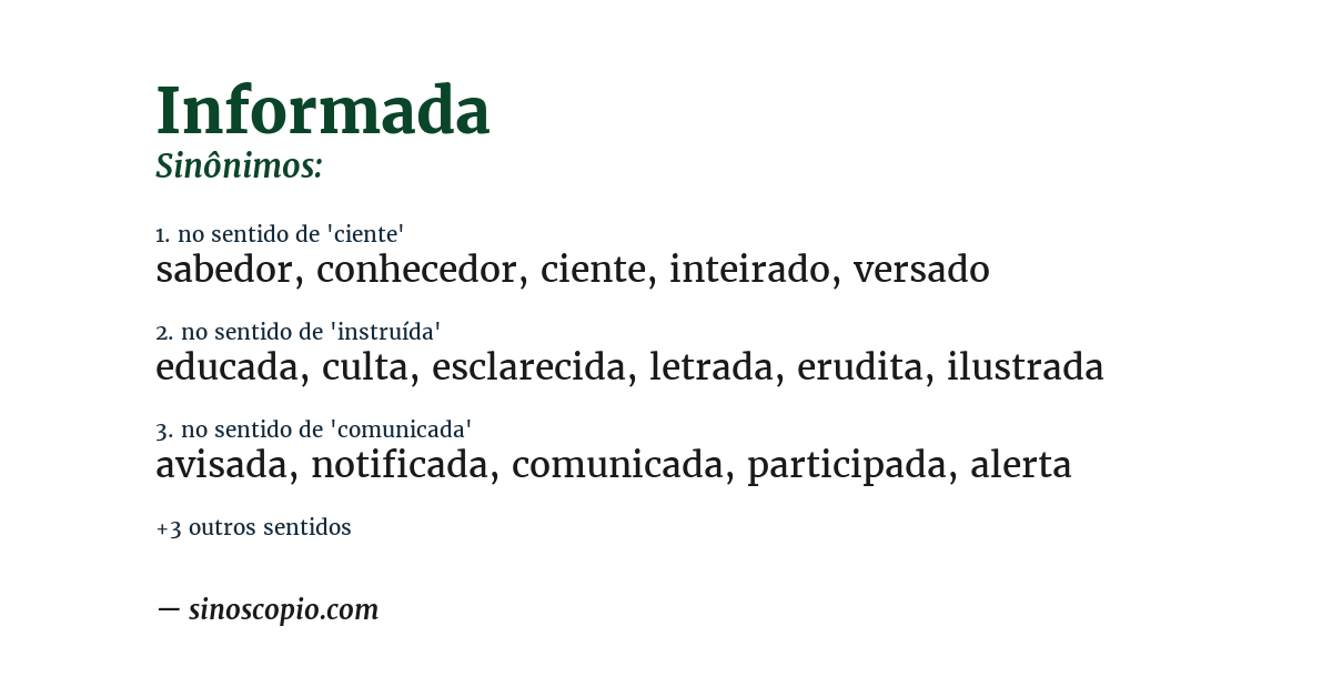 Sinônimo de informada