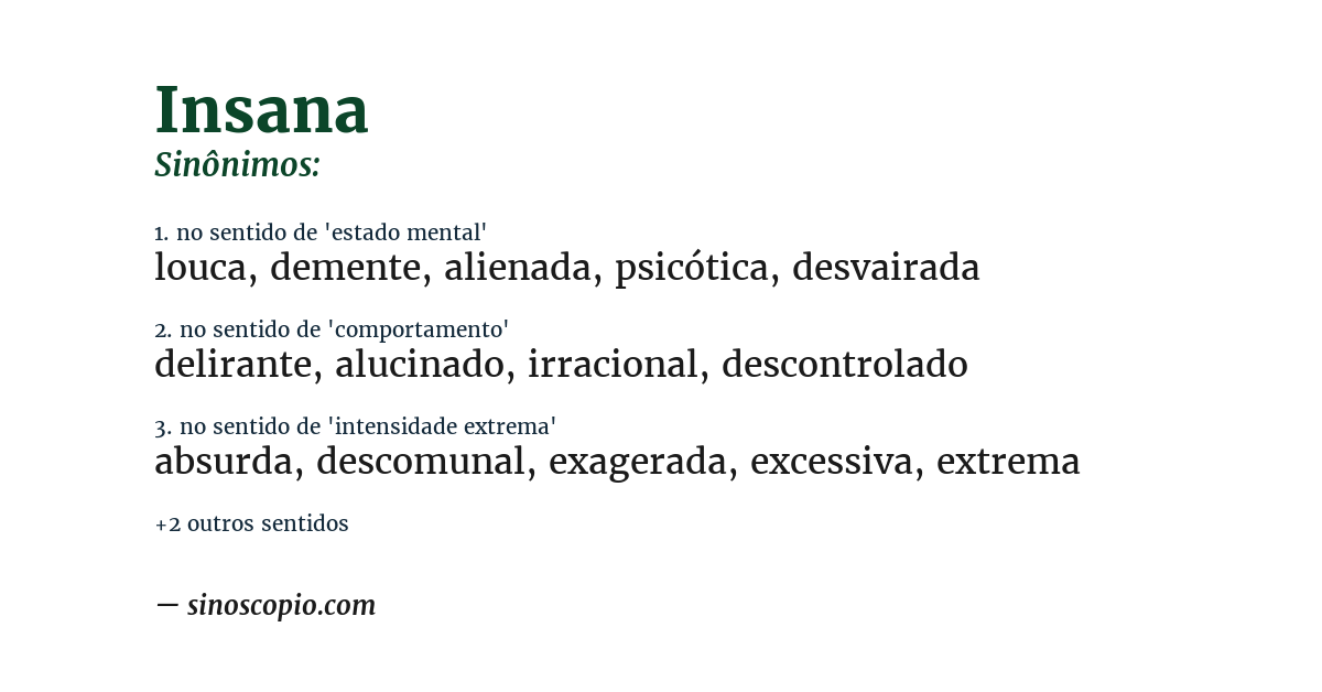 Sinônimo de insana