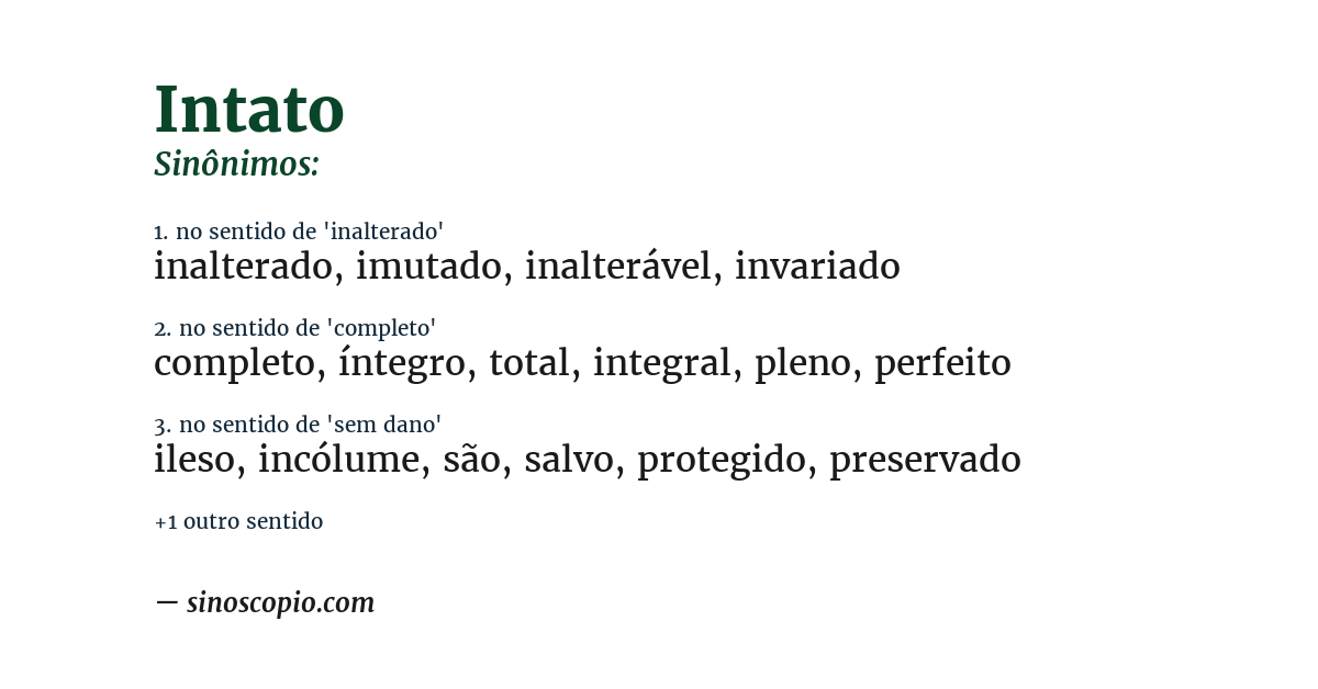Sinônimo de intato