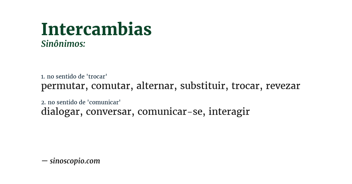 Sinônimo de intercambias