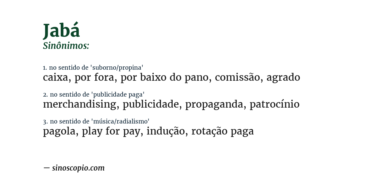 Sinônimo de jabá